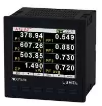 LUMEL, POWER NETWORK METER, ND31 LITE, VOLTAGE I/P: 3x57.7/100V, 3x230/400V, SUPPLY VOLTAGE: 85-253V AC / 90-300V DC, 2 RELAYS, RS-485 INTERFACE, ND31LITE 1111M0