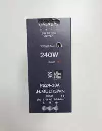 MULTISPAN, POWER SUPPLY, DIN RAIL MOUNT, 240W, VOLTAGE I/P: 100-270V AC, 50/60Hz, VOLTAGE O/P: 24V DC, 10A, PS24-10A, PS24-10A-0P