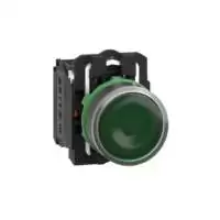SCHNEIDER ELECTRIC, ILLUMINATED PUSH BUTTON, GREEN, FLUSH, 1NO+1NC, 24V AC/DC, 50/60 Hz, XB5AW33B5