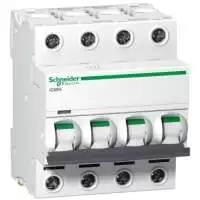 SCHNEIDER ELECTRIC, MCB, Acti9, iC60H, 4P, 25A, 10kA, 440V AC, 50/60 Hz, 25015, A9F54425